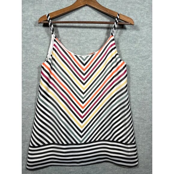 Cabi Women's Striped V-Neck Tank Top Size S Spaghetti Strap Chevron - Picture 4 of 4
